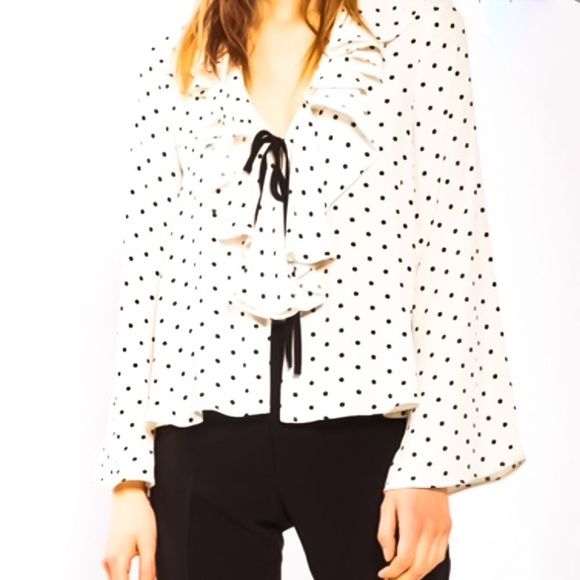 Topshop Tops - Topshop Polka Dot Ruffle Tie Bed Blouse Topshop Tops - Topshop Polka Dot Ruffle Tie Bed Blouse